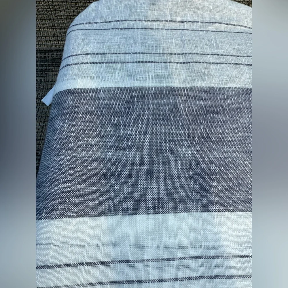 Ella Jane 100% French Linen Luxury White Gray Striped QUEEN Duvet Cover Set 3pc